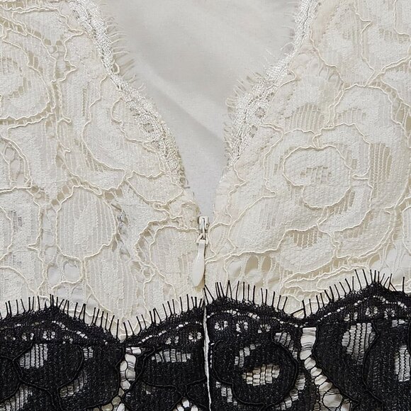 Adrianna Papell Sheath Dress Womens 4 Nylon‎ Blend Black White Lace Floral Mini - Picture 11 of 16